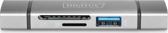 Digitus Card Reader USB 3.0 Type-C για SD/microSD Γκρι