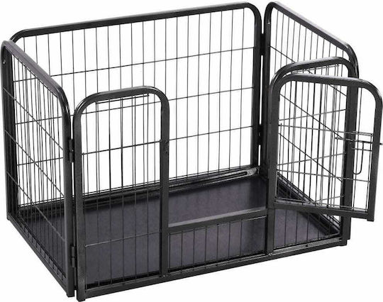 vidaXL Металик Парк За Кучета 93x63x61см Черен