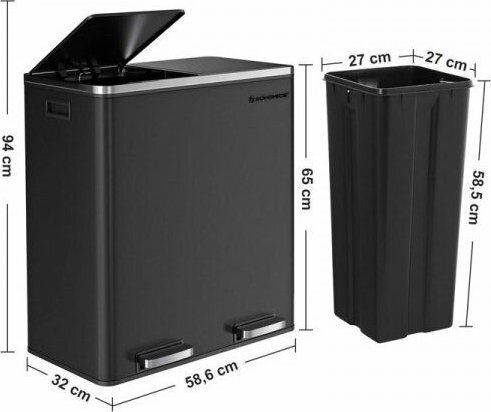 Songmics Soft-close Κάδος Απορριμμάτων με Πεντάλ 60lt Songmics Soft-close Κάδος Απορριμμάτων με Πεντάλ 60lt
