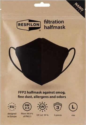 Respilon RespiPro Carbon Mască de protecție FFP2 Mare Negru 3buc