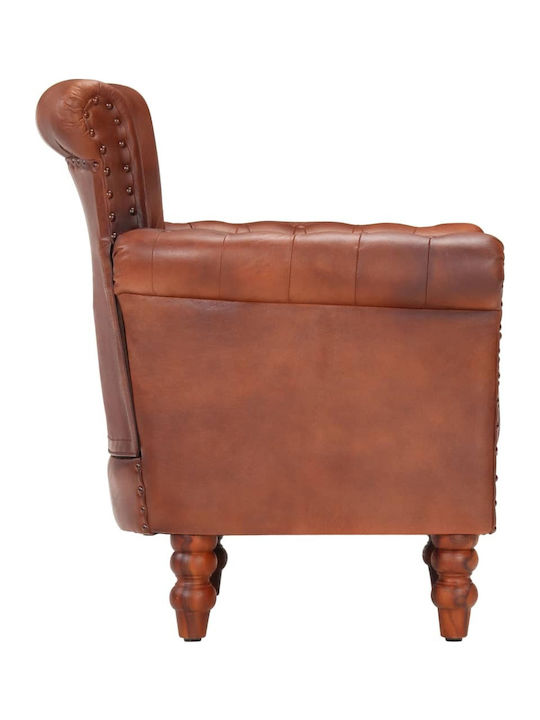 Sessel aus echtem Leder Coffee 77x63x76cm