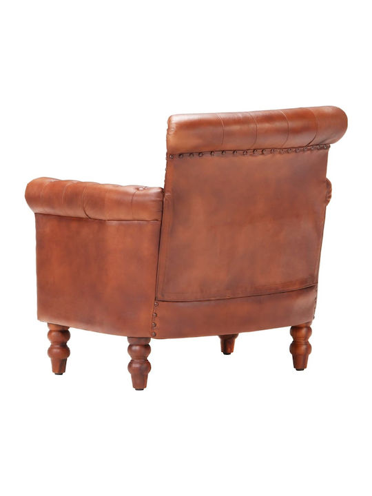 Sessel aus echtem Leder Coffee 77x63x76cm