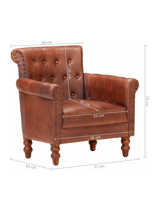 Sessel aus echtem Leder Coffee 77x63x76cm