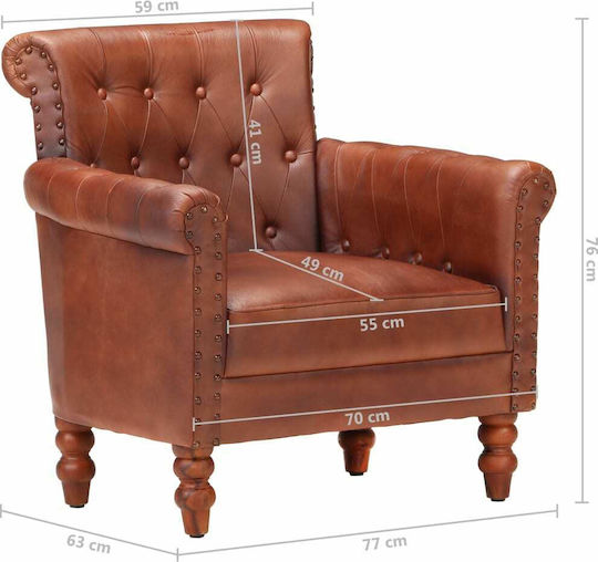din Piele Naturală Maro 77x63x76cm
