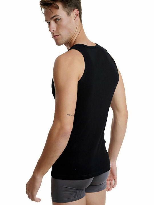 Men's Undershirts Sleeveless in Black Color 2Pack
