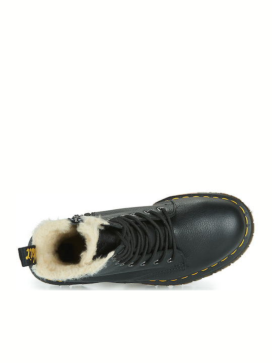 Jadon Faux Fur Lined Leather Women's Ankle Boots with Fur Black