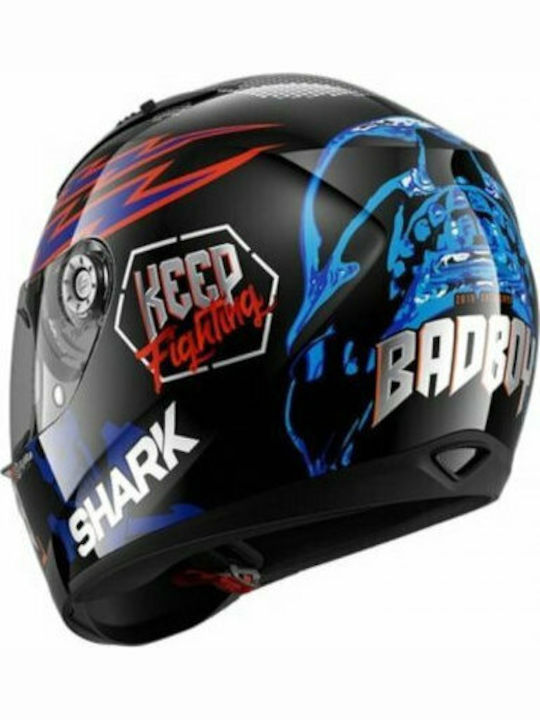 Shark Ridill Catalan Bad Boy Black Blue Orange Мотоциклетна Каска Цяло лице ECE 22.05 1550гр с Sunvisor HE0546KBO