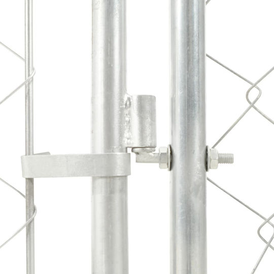 vidaXL Park Dog Outdoor Sheltered 100x100x125cm made of Metal in Silver Color 100 x 100 x 125cm