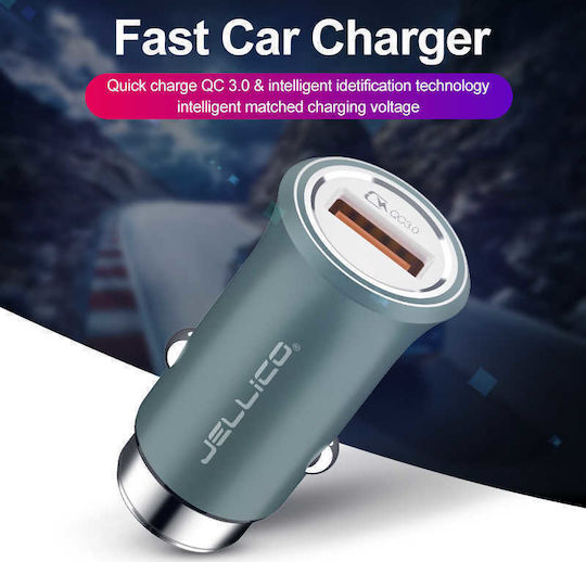 Jellico MQC-30 Încărcător Auto Cu Mufă De Brichetă 3A Încărcare Rapidă Cu O Singură Portă 1xUSB-A Culoare Gri
