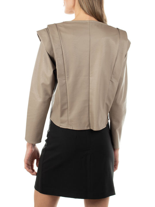 Mind Matter Women's Blouse Long Sleeve Beige