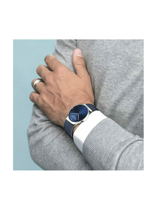 Bering Time Max Rene Watch Battery with Blue Metal Bracelet