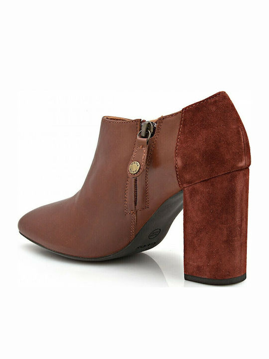 Audalies Leather Women's Ankle Boots Tabac Brown