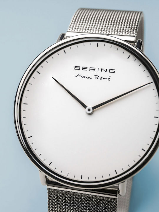 Bering Time Max Rene Ανδρικό Ρολόι 38mm Μπαταρίας με Ασημί Μεταλλικό Μπρασελέ