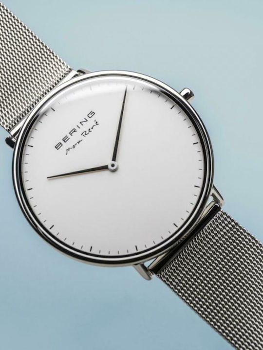 Bering Time Max Rene Ανδρικό Ρολόι 38mm Μπαταρίας με Ασημί Μεταλλικό Μπρασελέ