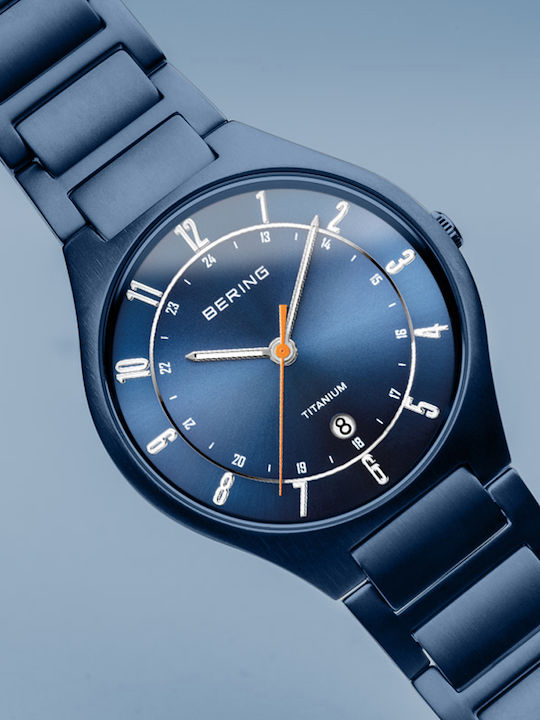 Bering Time Men's Watch 37mm Battery with Blue Metal Bracelet