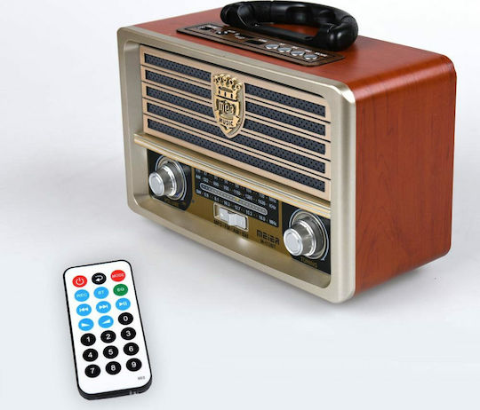 Meier M113BT Retro Tabletop Radio Rechargeable with USB Brown