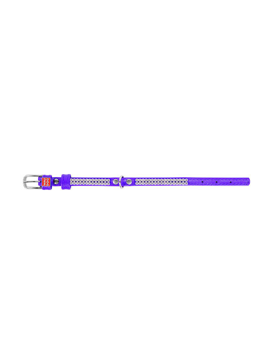 Colier Colier din piele Glamour Violet cu pietre 18-21 cm