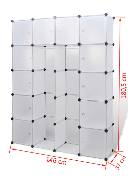 Τετράφυλλη Ντουλάπα Λευκή 146x37x180.5cm