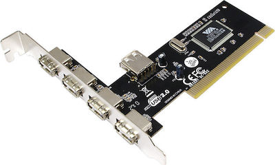 LogiLink Κάρτα PCI σε 4 θύρες USB 2.0 εξωτερικές και 1 θύρα εσωτερική