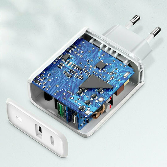 Ugreen Ladegerät ohne Kabel mit USB-A Anschluss und USB-C Anschluss 36W Schnellaufladung 4.0 Weißs (CD170)