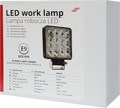 AMiO Τετράγωνος Προβολέας Αυτοκινήτου LED Universal 48W 35cm 1τμχ