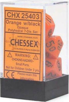 Chessex Dice Orange/Black Opaque 7-Dice Set 25403