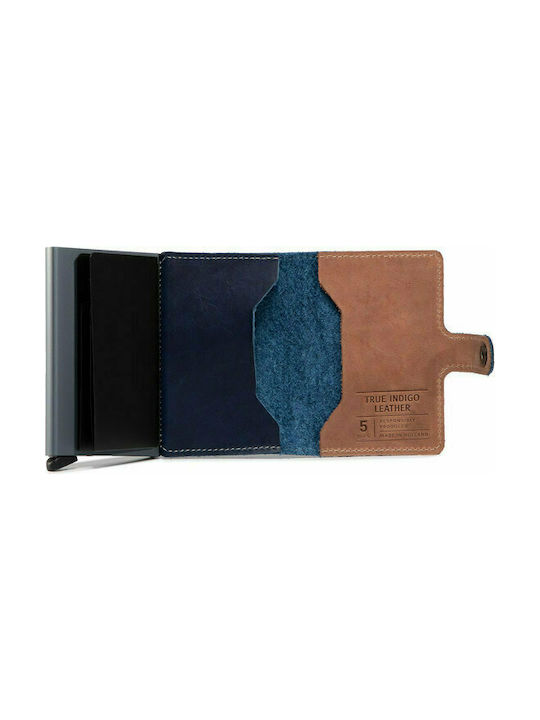 Secrid Miniwallet Crisple Δερμάτινο Ανδρικό Πορτοφόλι Καρτών με RFID και Μηχανισμό Slide Μπλε