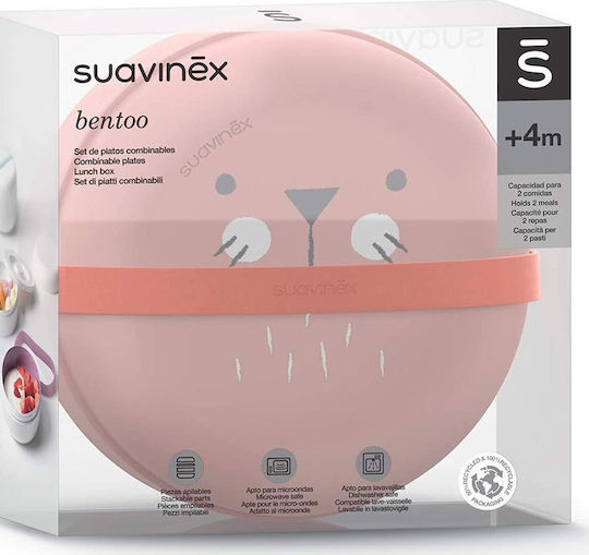 Suavinex Παιδικό Πιάτο Φαγητού από Πλαστικό Πιάτα Φαγητού Hygge Pink 3τμχ