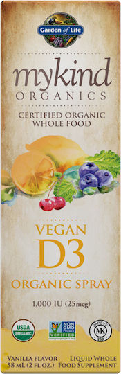 Garden Of Life Mykind Organics Vegan D3 Витамин за Здравето на костите 1000иу Ванилия 58мл