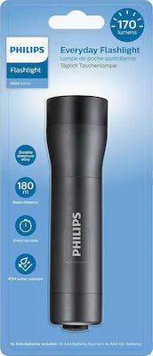 Philips Flashlight LED Waterproof IPX4 with Maximum Brightness 170lm 4000 Series Black