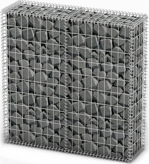 vidaXL Garden Fencing Material with Caps 1pcs Silver