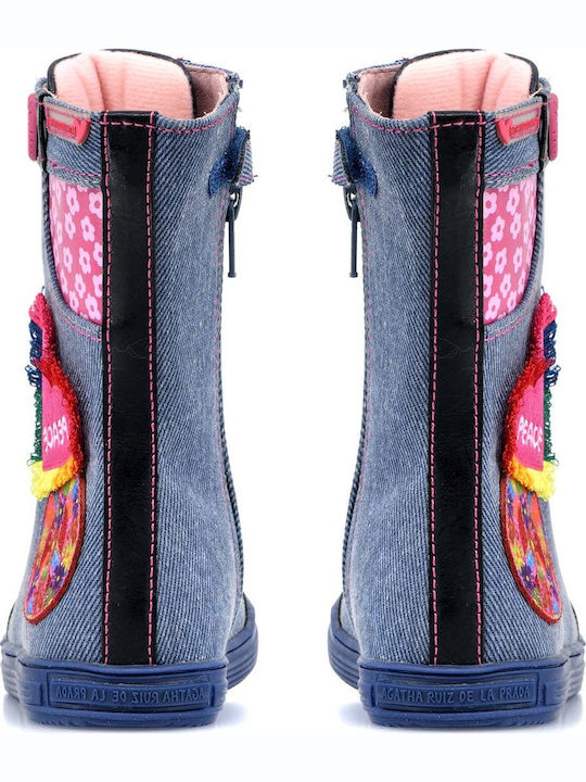 Kids Snow Boots with Laces Blue