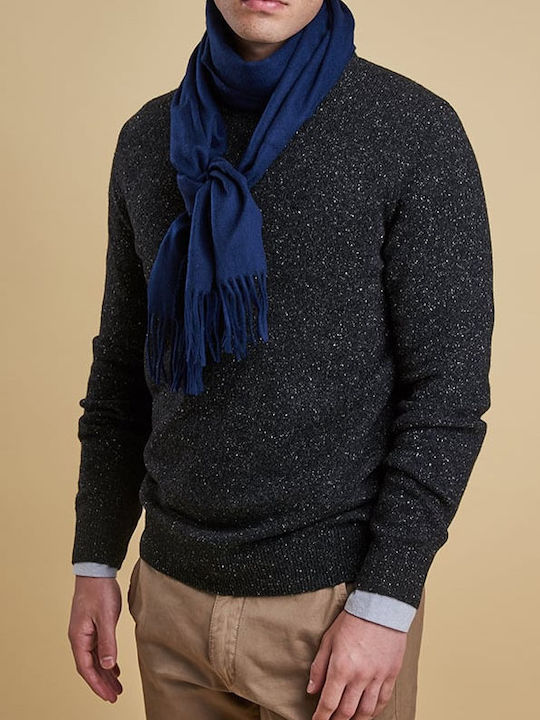 Plain Lambswool Men's Wool Scarf Blue