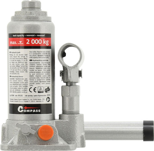 Compass Hydraulic Bottle Jack with Lifting Capacity up to 30.8cm and Weight Capacity up to 2 Tons