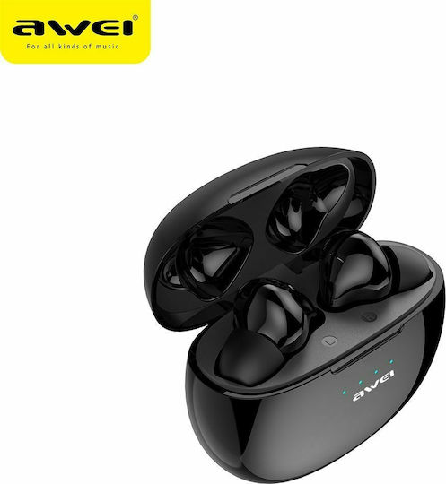 Awei T15P In-ear Bluetooth Handsfree Ακουστικά με Θήκη Φόρτισης Μαύρα