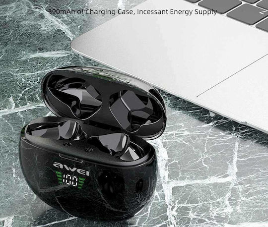 Awei T15P In-ear Bluetooth Handsfree Ακουστικά με Θήκη Φόρτισης Μαύρα