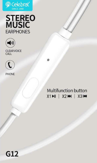 Celebrat G12 Earbuds Handsfree with 3.5mm Connector White