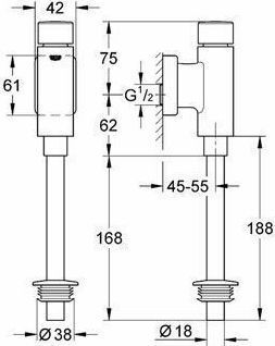 Gloria Pressable External Flushometer Valve 1/2" 37339000