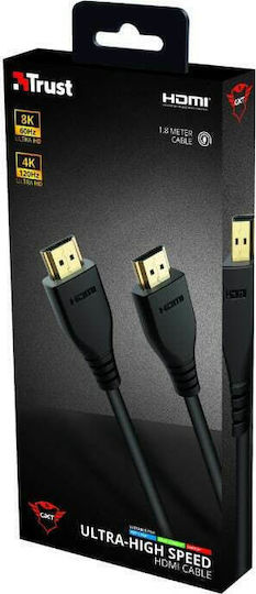 Trust GXT 731 Ruza HDMI 2.1 Ultra High Speed 48Gbps 4K 120Hz HDR VRR Cable HDMI Male - HDMI Male 1.8m Black
