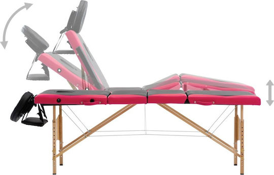 vidaXL Physiotherapy Bed Portable Foldable Black Wooden 191x70cm 4 Positions