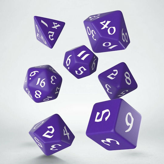 Q Workshop Classic Runic Dice Set Dice Purple & White 7pcs 7pcs QWSSCLR2B