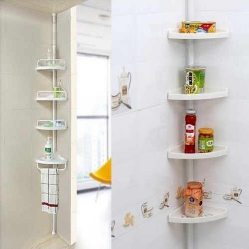 LA-AT1 Corner Wall Mounted Bathroom Shelf Plastic with 4 Shelves 20x20x248cm White