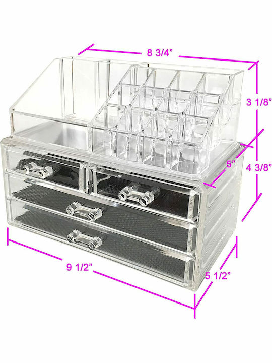 Factory Kosmetikorganisator Mit 4 Schubladen Transparent 24x20x15cm
