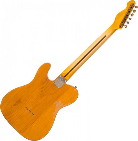Vintage V52 Icon Electric Guitar Telecaster with SS Pickup Configuration Distressed Butterscotch