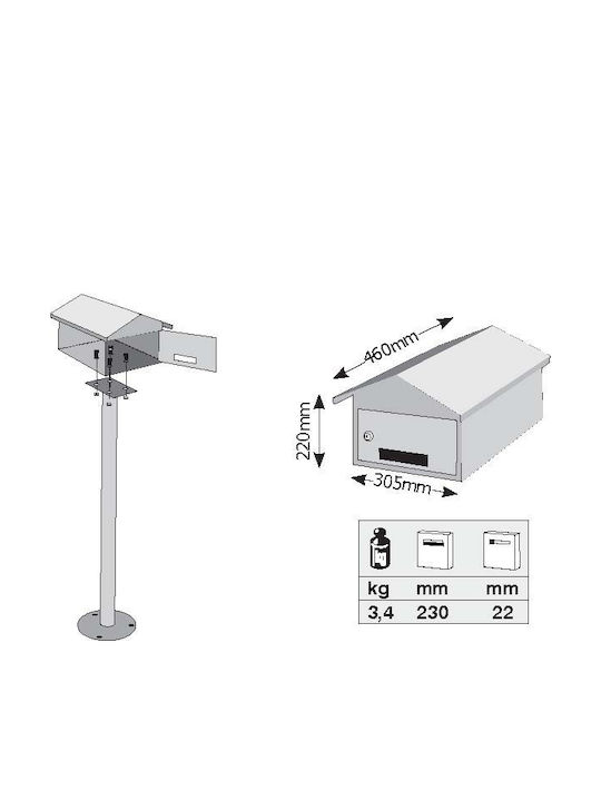 Viometal LTD Κοπεγχάγη 170 Outdoor Mailbox Metallic 46x30.5x22cm