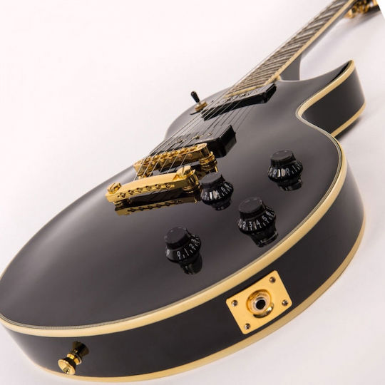 Vintage V100P ReIssued Electric Guitar Single Cut with 2xP90 Pickups Arrangement Black