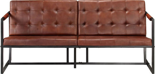 Τριθέσιος Καναπές Γνήσιο Δέρμα Καφέ 164x60x75εκ.