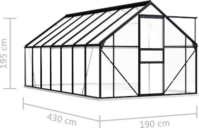 vidaXL 48219 Θερμοκήπιο Τύπου Σπίτι με Σκελετό Αλουμινίου 4.3x1.9x22m