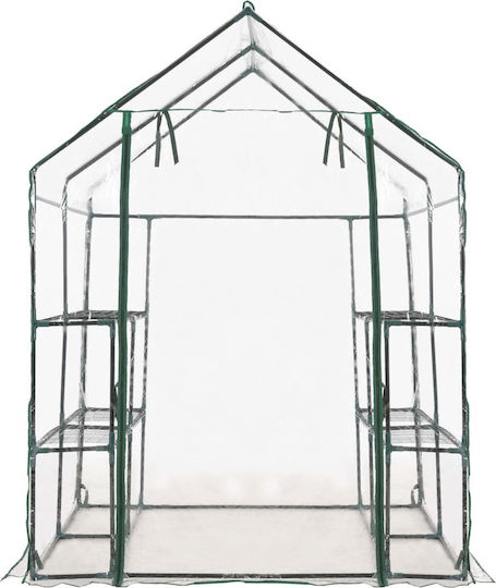 vidaXL 46914 Gewächshaus Typ Haus mit Metallrahmen und Regale 1.43x1.43x1.95m