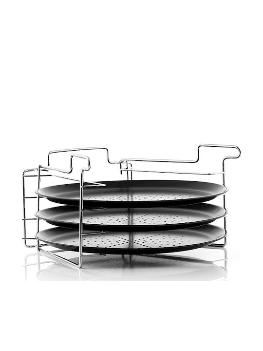 InnovaGoods Excellent Houseware Tavă Pentru Pizza Din Aluminiu Cu Acoperire Antiaderentă 32cm 4 Bucăți